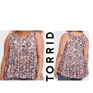 Torrid 4x Chiffon Challis Lace-up lattice sides, Babydoll